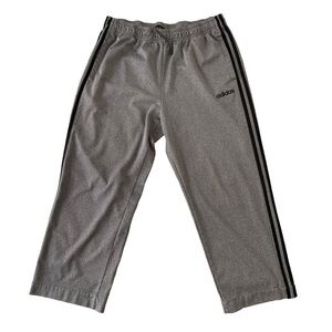 Adidas 3 stripes men sweat pants sports joggers grey black jersey pockets XL